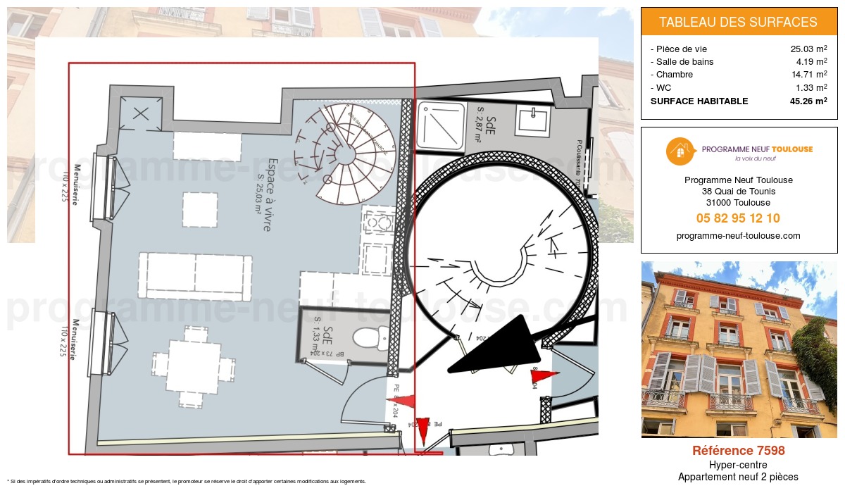 Plan pour un Appartement neuf de  45.26m² à
					Hyper-centre