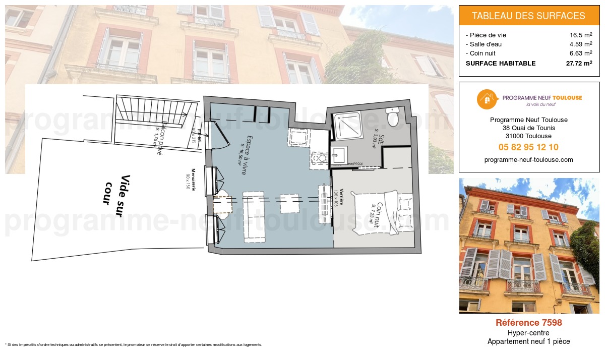 Plan pour un Appartement neuf de  27.72m² à
					Hyper-centre