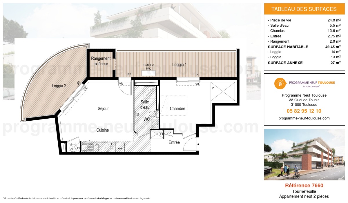 Plan pour un Appartement neuf de  46.2m² à
					Tournefeuille