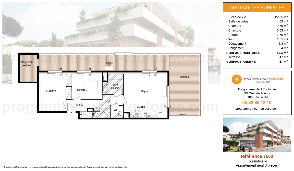 Plan pour un Appartement neuf de  61.9m² à
					Tournefeuille