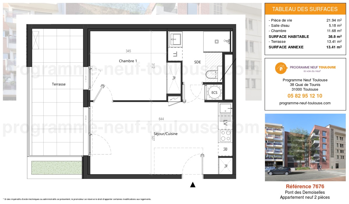 Plan pour un Appartement neuf de  38.8m² à
					Pont des Demoiselles