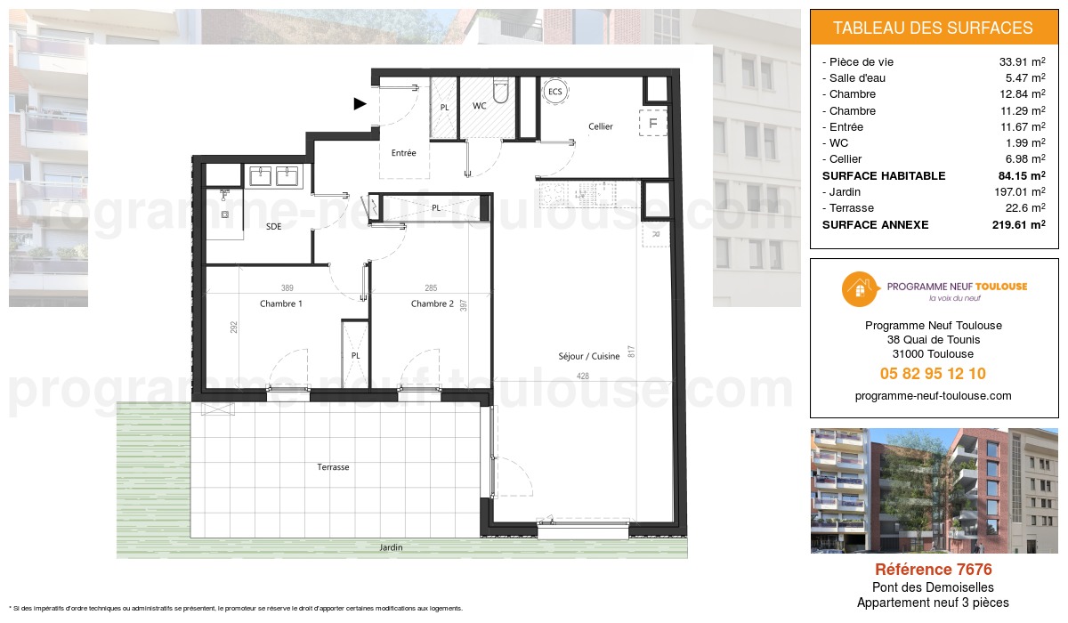 Plan pour un Appartement neuf de  84.15m² à
					Pont des Demoiselles