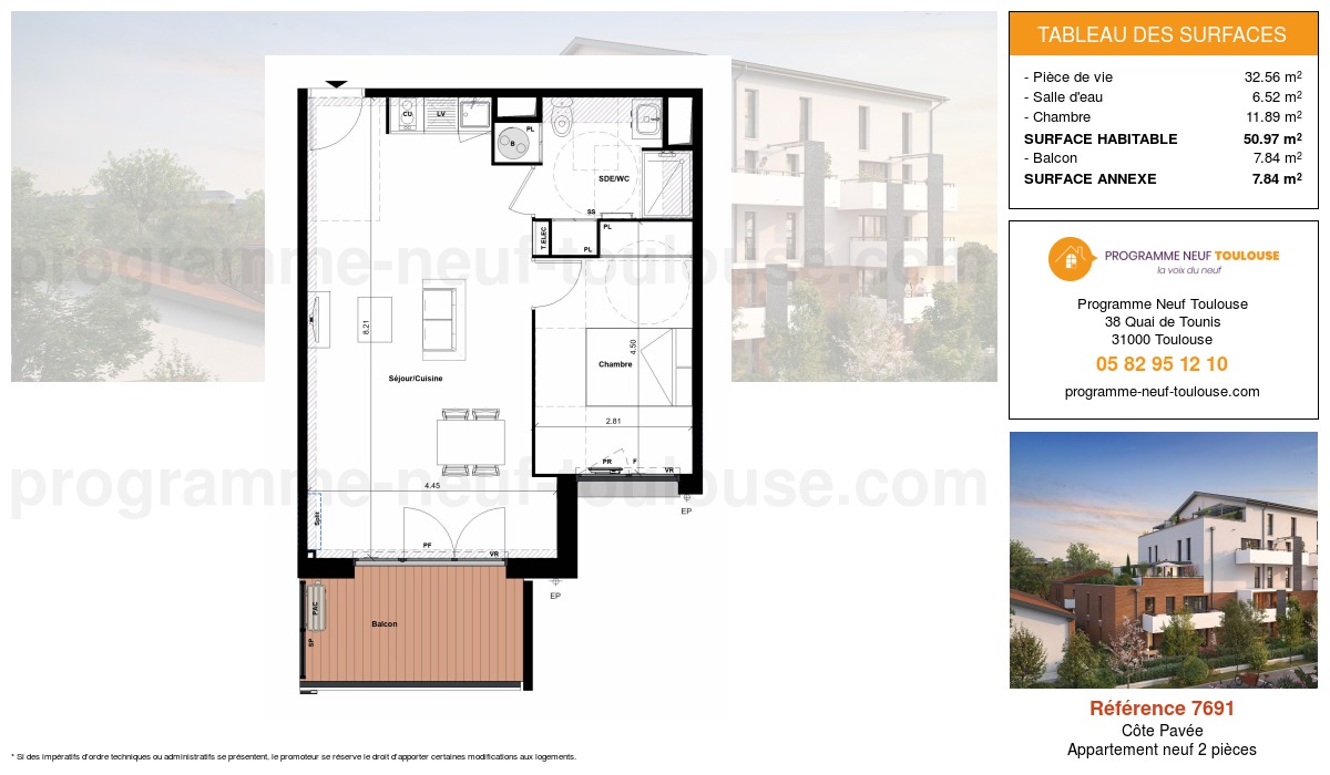 Plan pour un Appartement neuf de  50.97m² à
					Côte Pavée