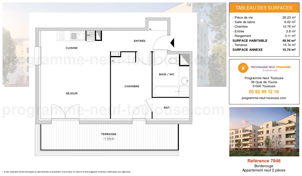 Plan pour un Appartement neuf de 49.94m² à
Borderouge