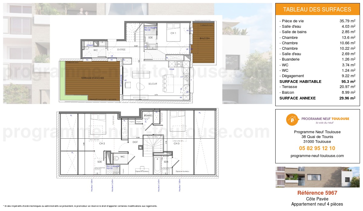 Plan pour un Appartement neuf de  95.31m² à
					Côte Pavée