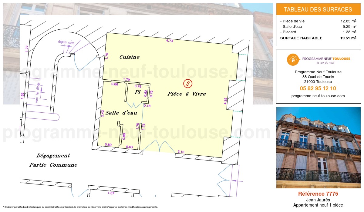 Plan pour un Appartement neuf de 19.51m² à
Jean Jaurès