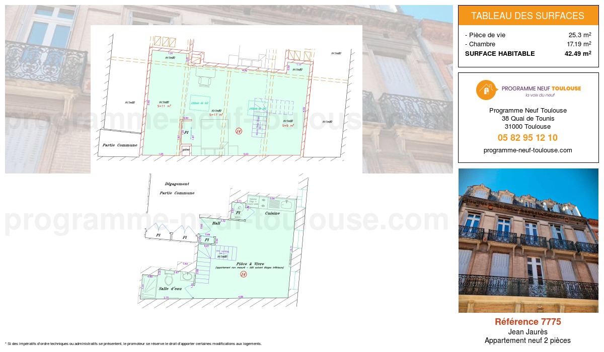 Plan pour un Appartement neuf de 42.49m² à
Jean Jaurès