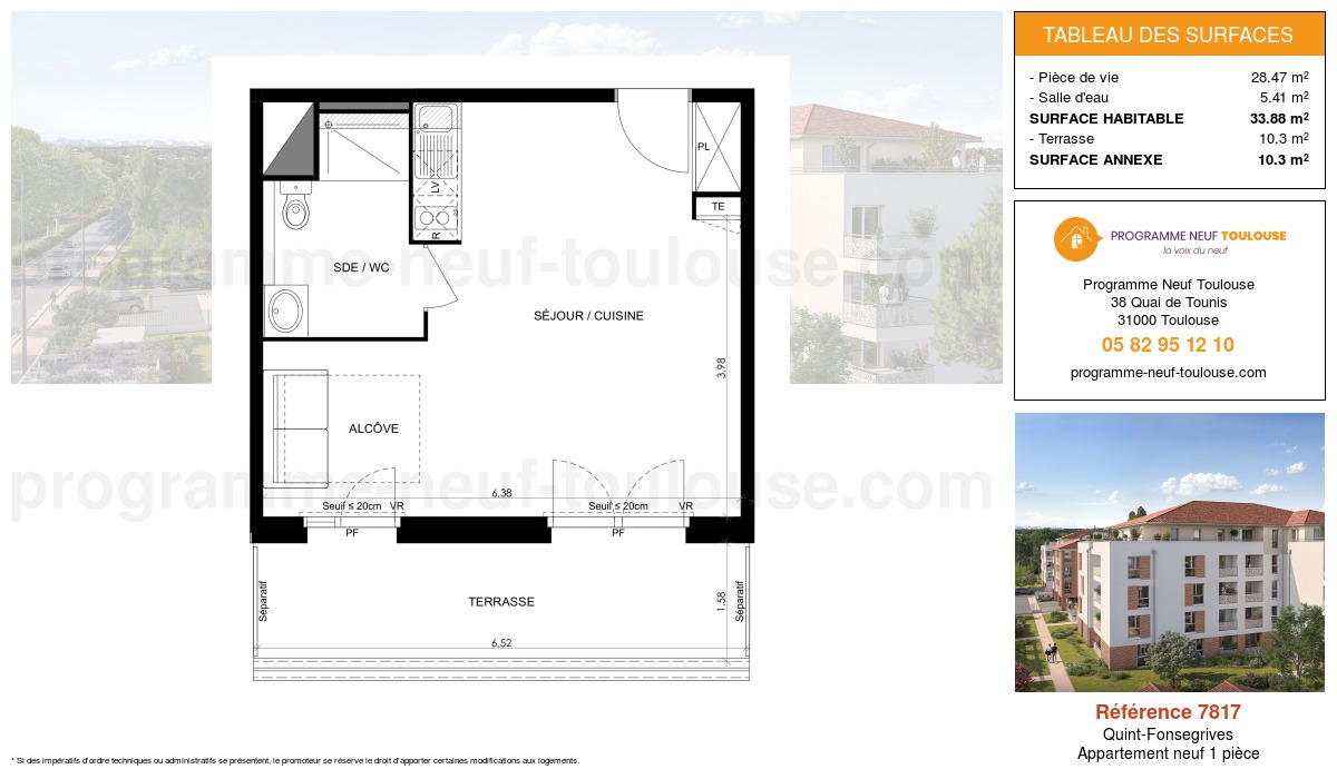 Plan pour un Appartement neuf de 33.88m² à
Quint-Fonsegrives