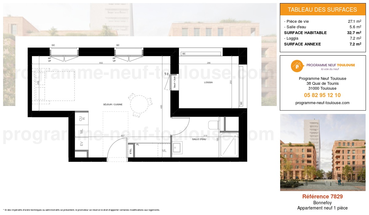 Plan pour un Appartement neuf de 32.7m² à
Bonnefoy