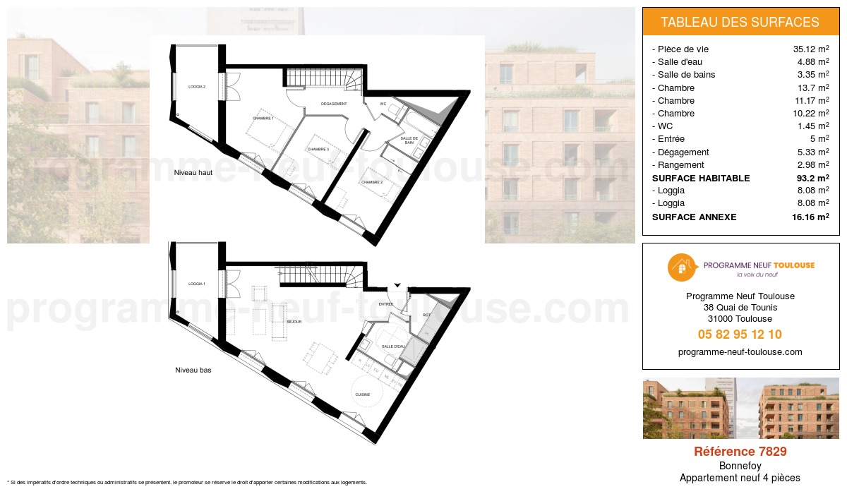 Plan pour un Appartement neuf de 93.2m² à
Bonnefoy
