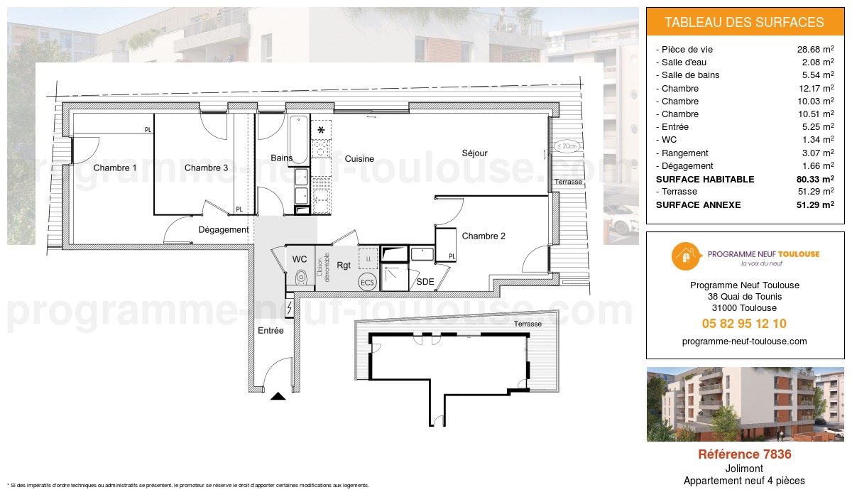Plan pour un Appartement neuf de  80.33m² à
					Jolimont