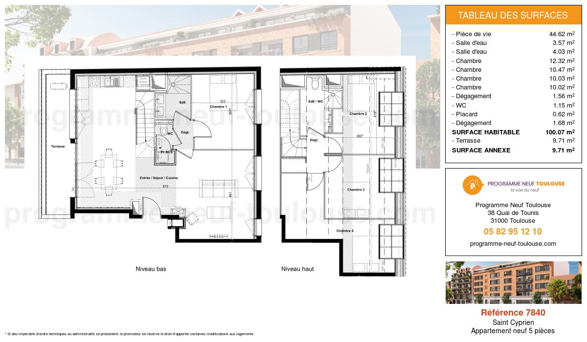 Plan pour un Appartement neuf de  100.07m² à
					Saint Cyprien