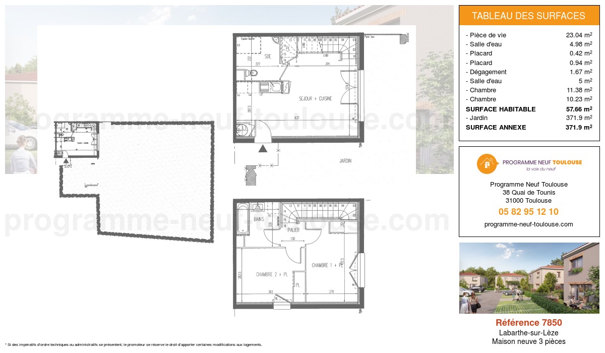 Plan pour un Maison neuve de 57.66m² à
Labarthe-sur-Lèze