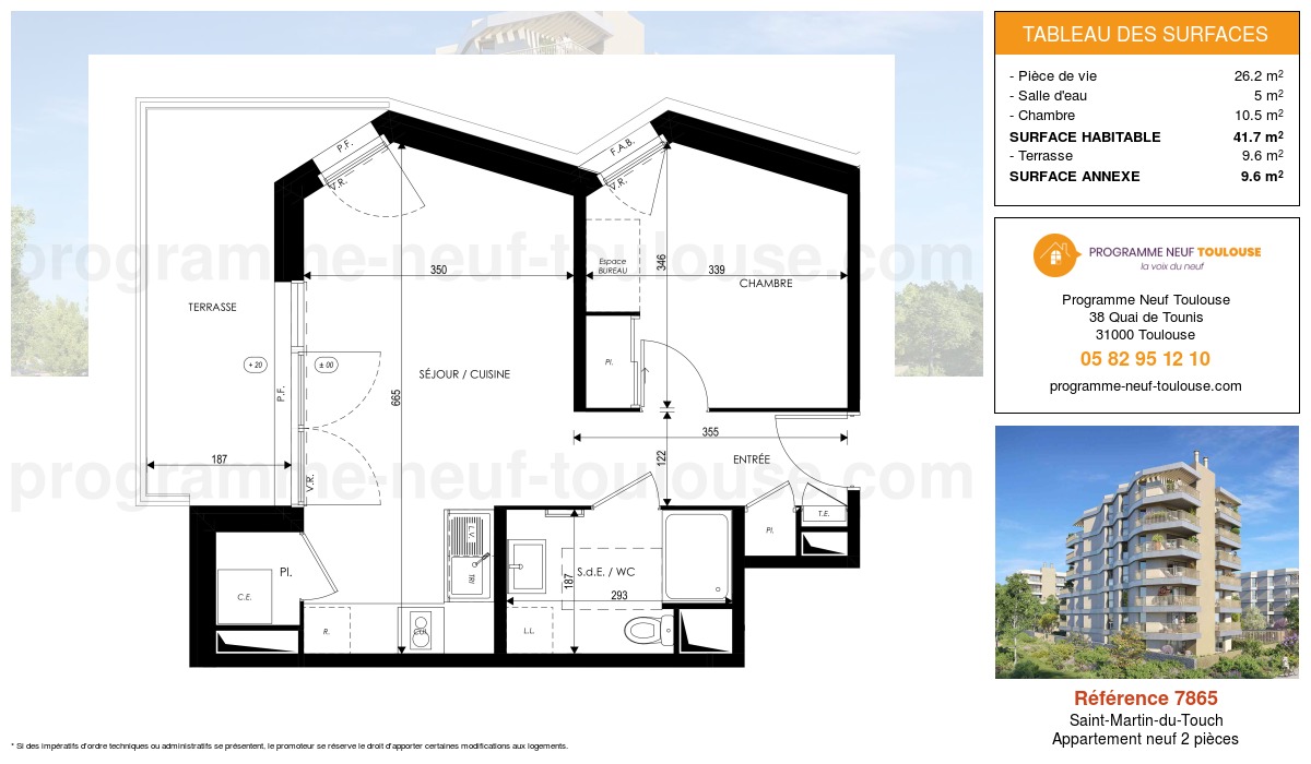 Plan pour un Appartement neuf de 41.69m² à
Saint-Martin-du-Touch