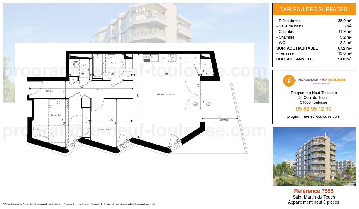 Plan pour un Appartement neuf de 67.13m² à
Saint-Martin-du-Touch