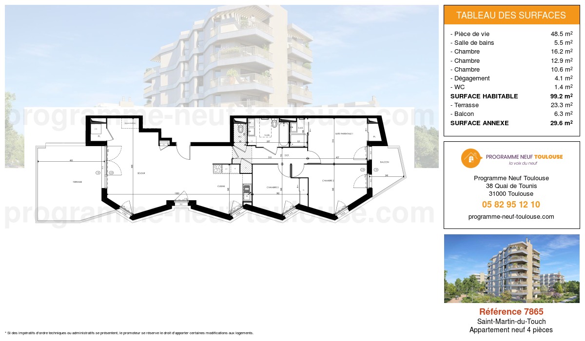 Plan pour un Appartement neuf de 99.2m² à
Saint-Martin-du-Touch