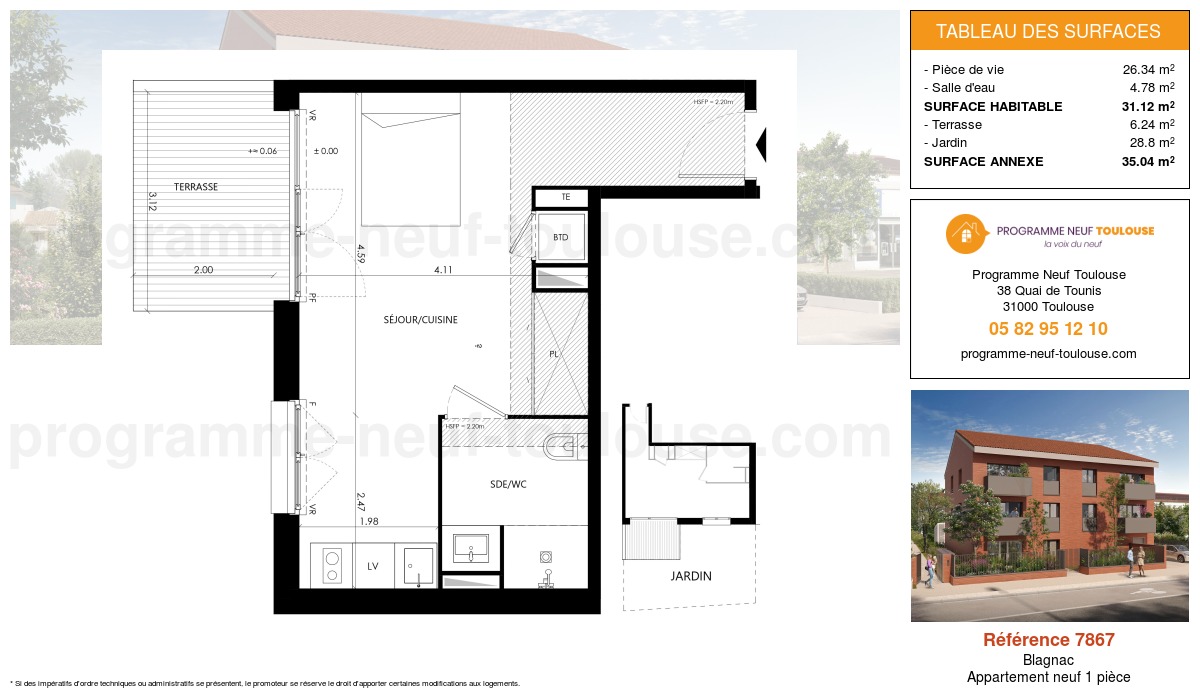 Plan pour un Appartement neuf de 30.93m² à
Blagnac