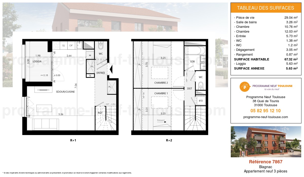 Plan pour un Appartement neuf de 67.38m² à
Blagnac