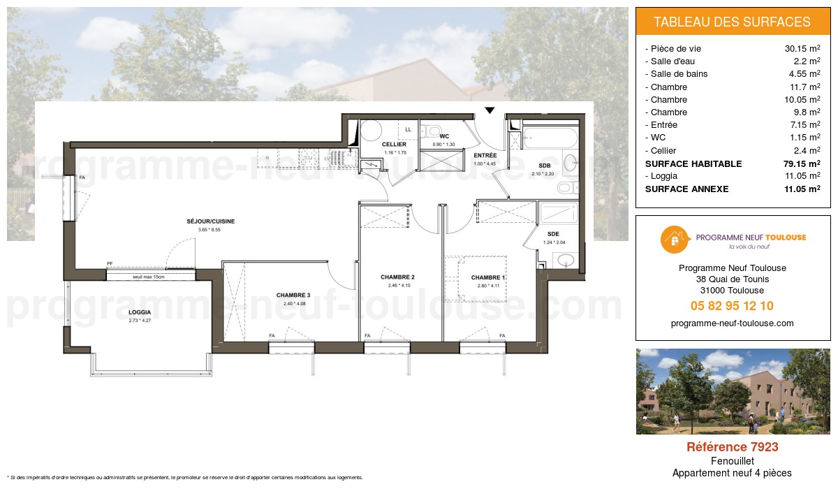 Plan pour un Appartement neuf de 79.45m² à
Fenouillet