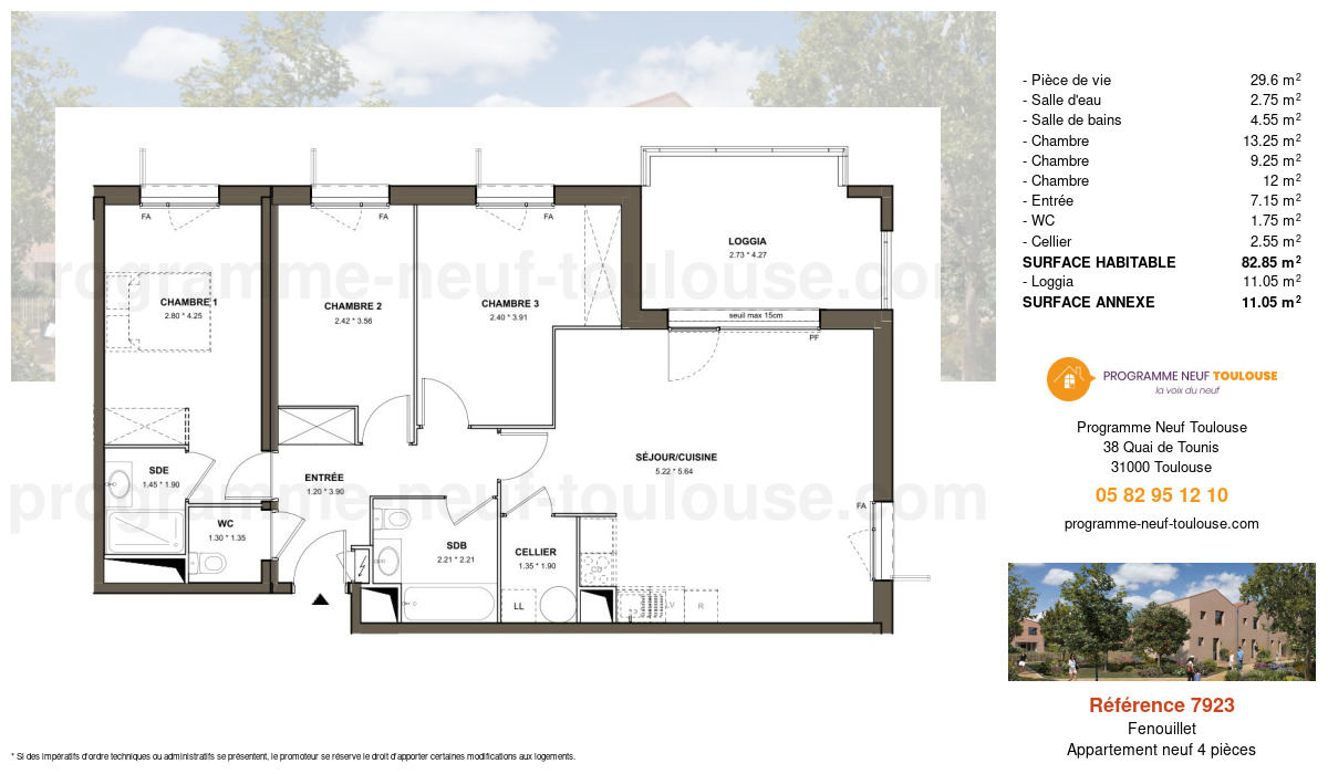 Plan pour un Appartement neuf de  82.85m² à
					Fenouillet