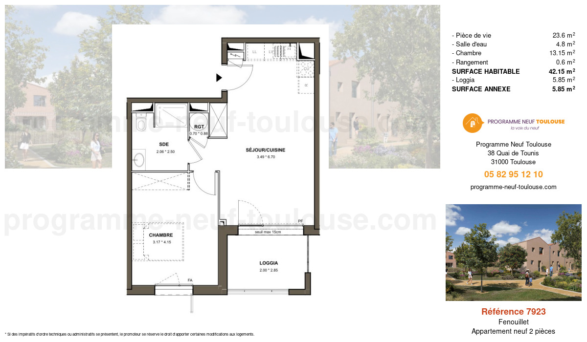 Plan pour un Appartement neuf de  42.15m² à
					Fenouillet
