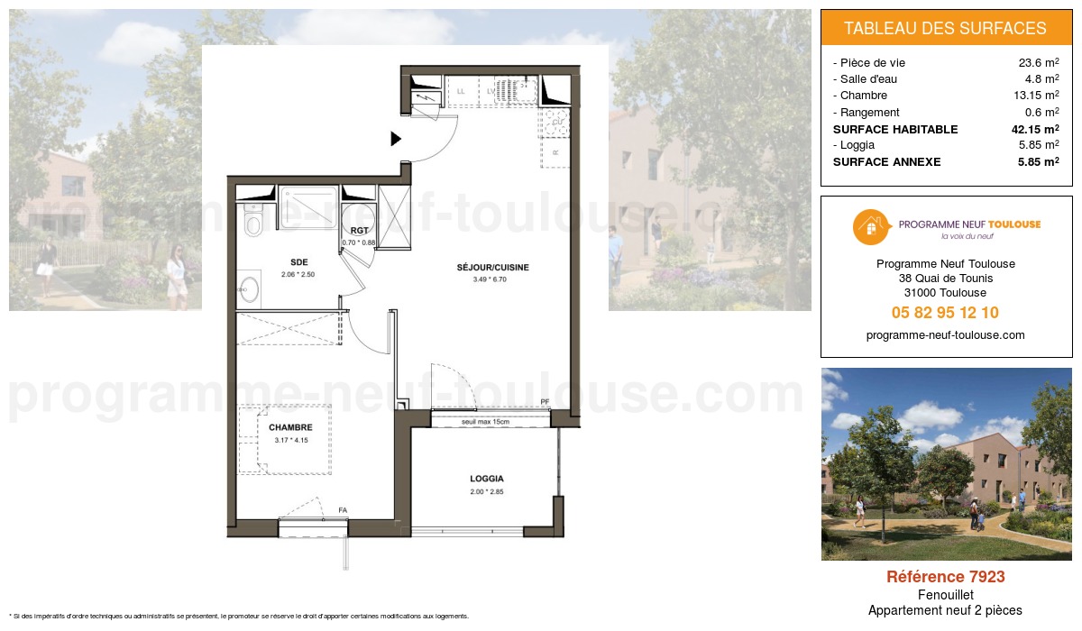 Plan pour un Appartement neuf de 42.15m² à
Fenouillet