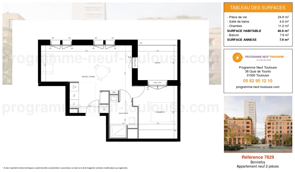 Plan pour un Appartement neuf de  40.6m² à
					Bonnefoy