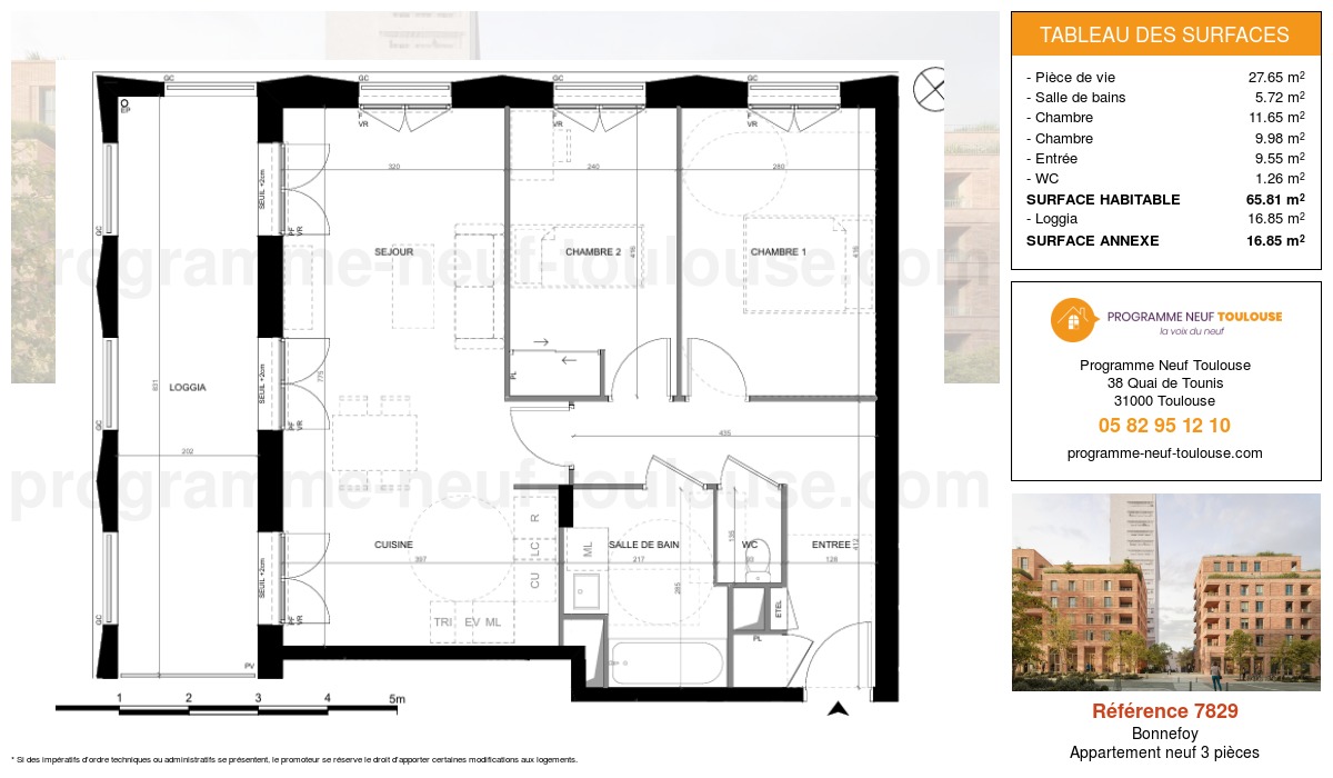 Plan pour un Appartement neuf de  65.81m² à
					Bonnefoy