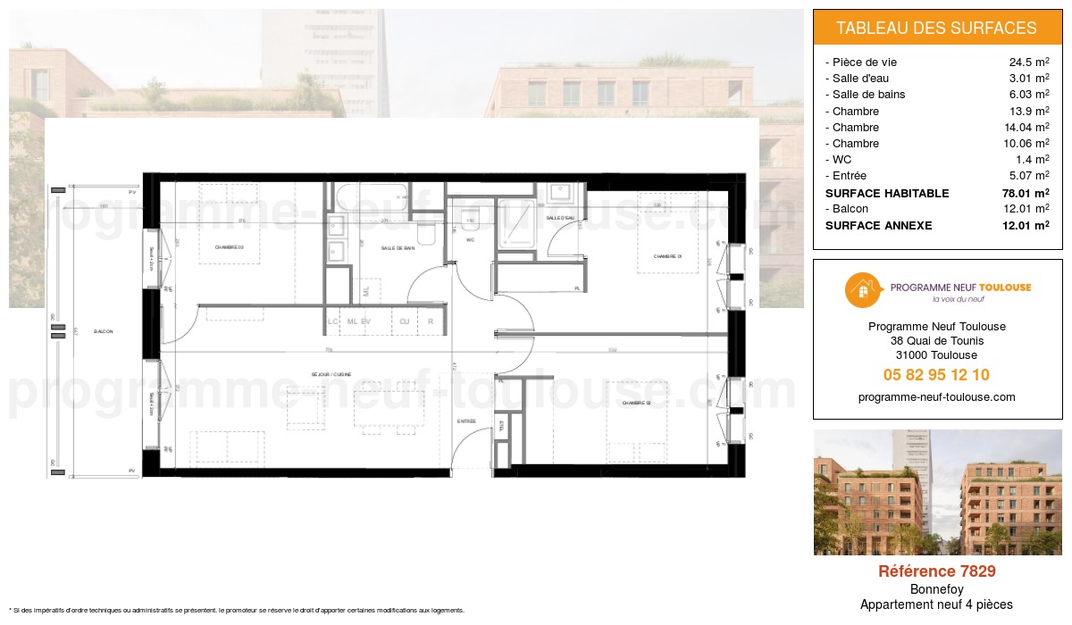 Plan pour un Appartement neuf de  79.09m² à
					Bonnefoy
