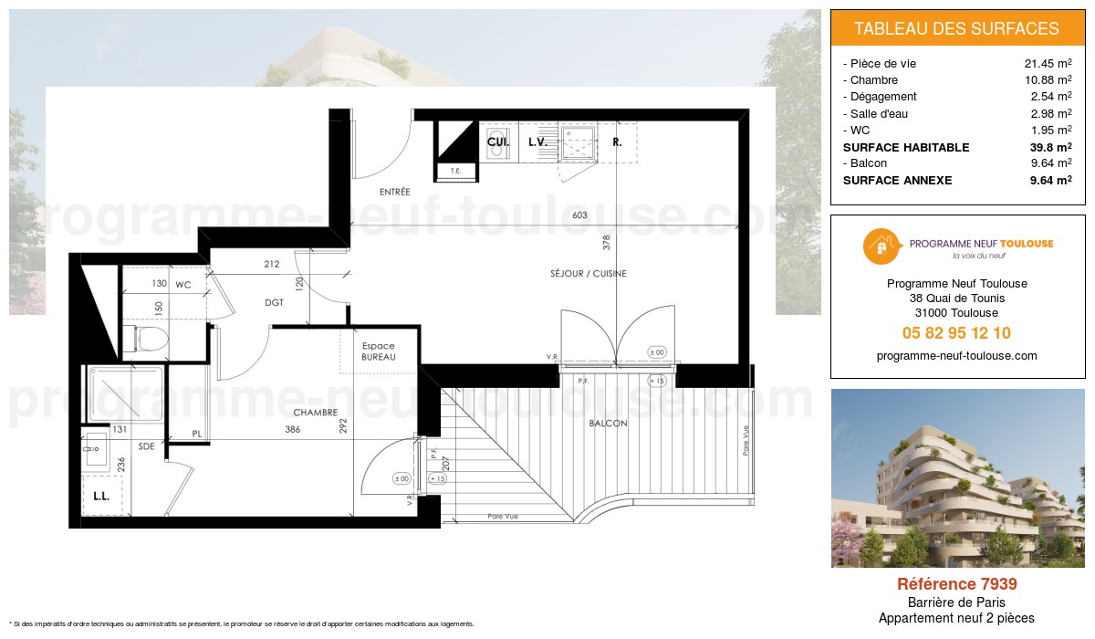 Plan pour un Appartement neuf de  36.8m² à
					Barrière de Paris