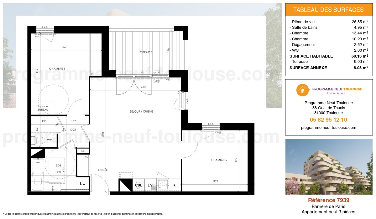 Plan pour un Appartement neuf de  60.13m² à
					Barrière de Paris