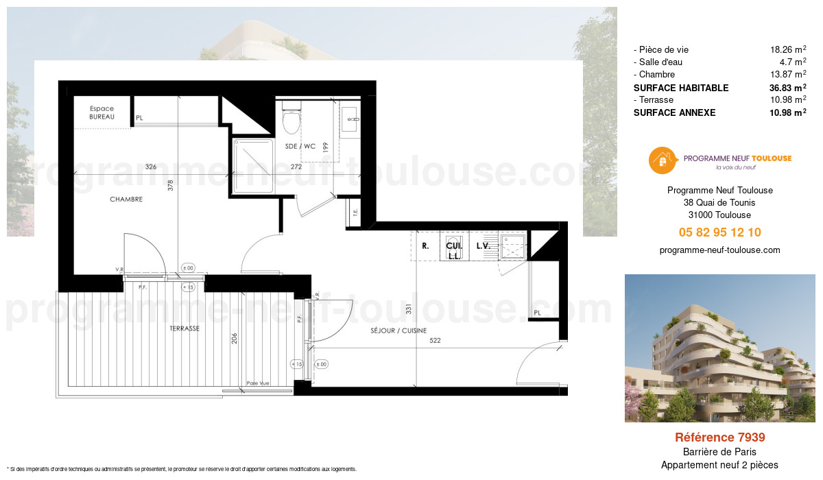 Plan pour un Appartement neuf de  36.83m² à
					Barrière de Paris