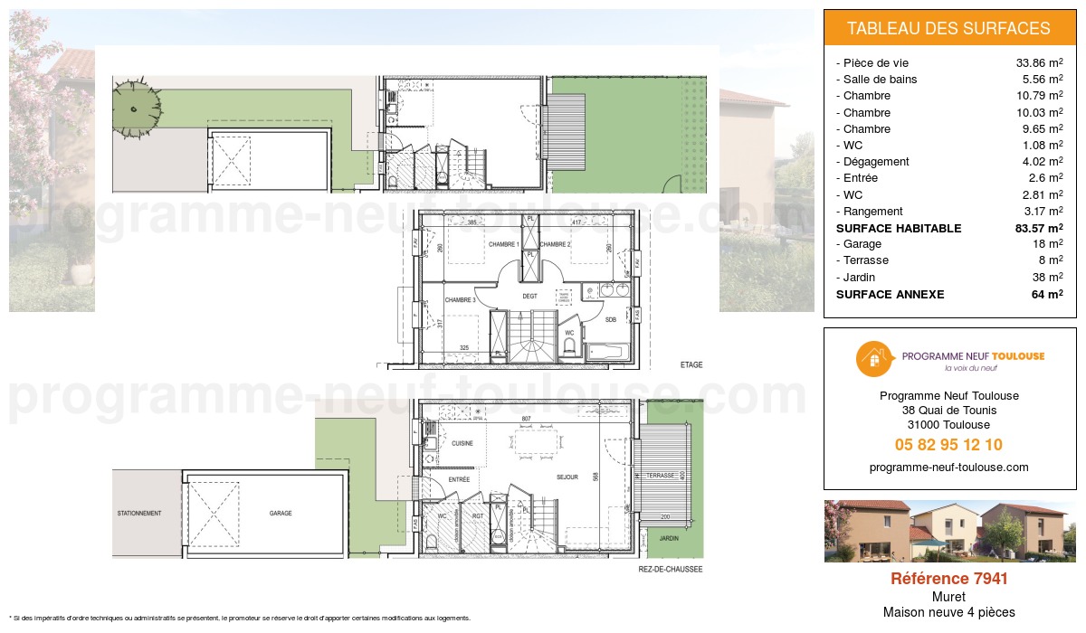 Plan pour un Maison neuve de  83.57m² à
					Muret