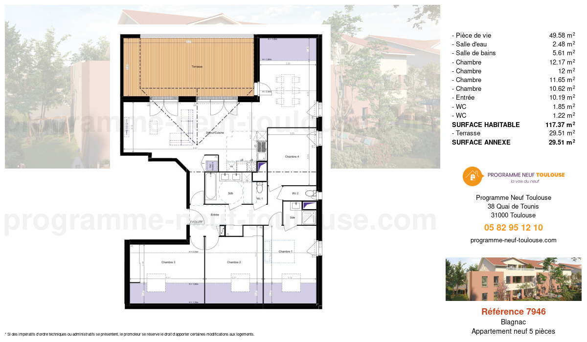 Plan pour un Appartement neuf de  117.37m² à
					Blagnac