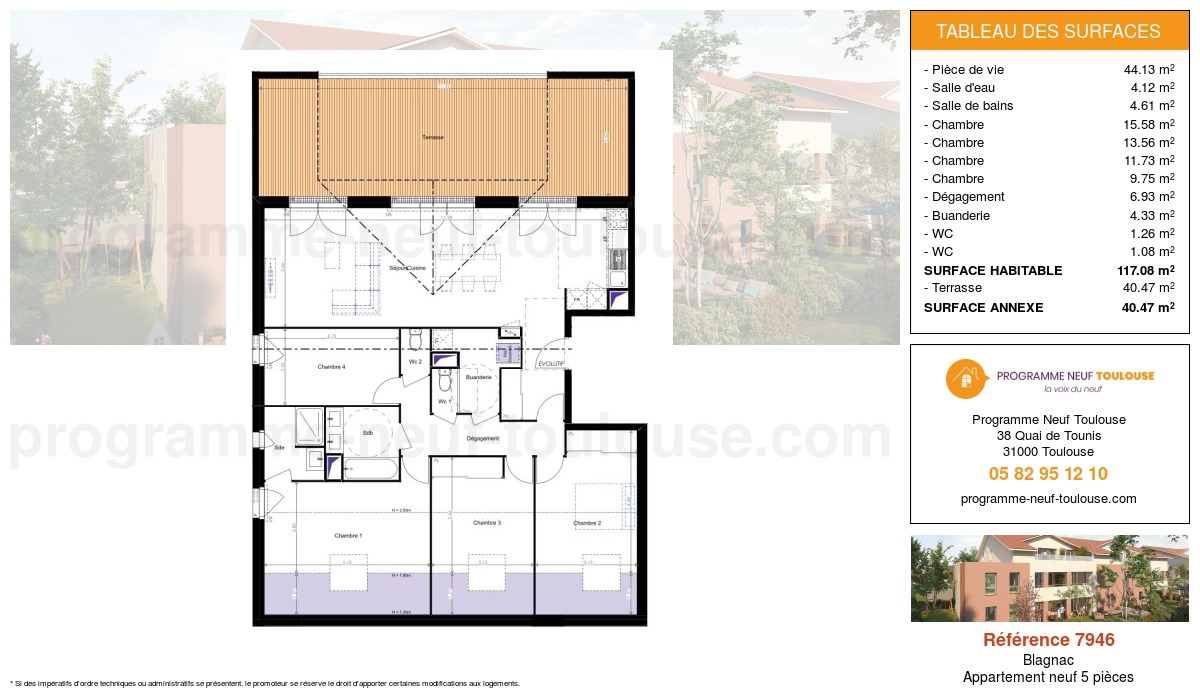 Plan pour un Appartement neuf de  117.08m² à
					Blagnac