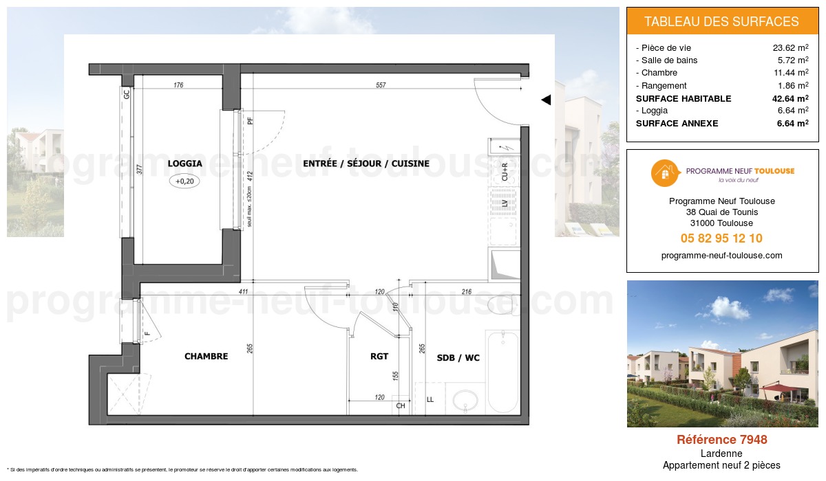 Plan pour un Appartement neuf de  42.64m² à
					Lardenne
