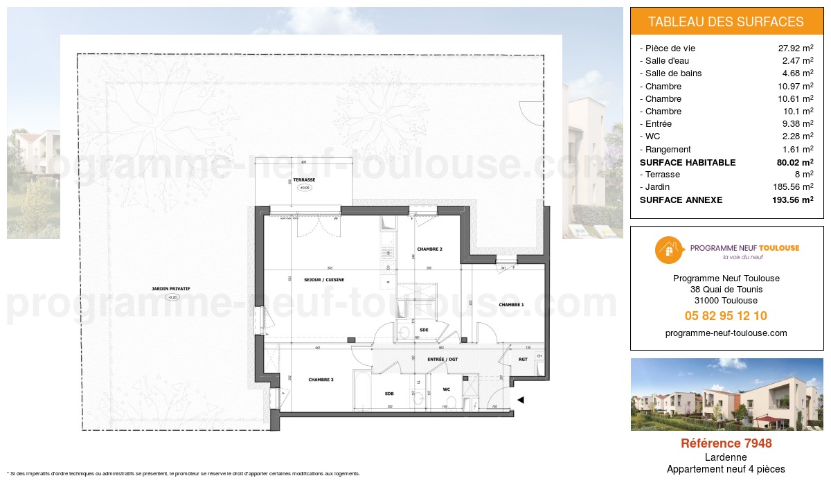 Plan pour un Appartement neuf de  80.02m² à
					Lardenne