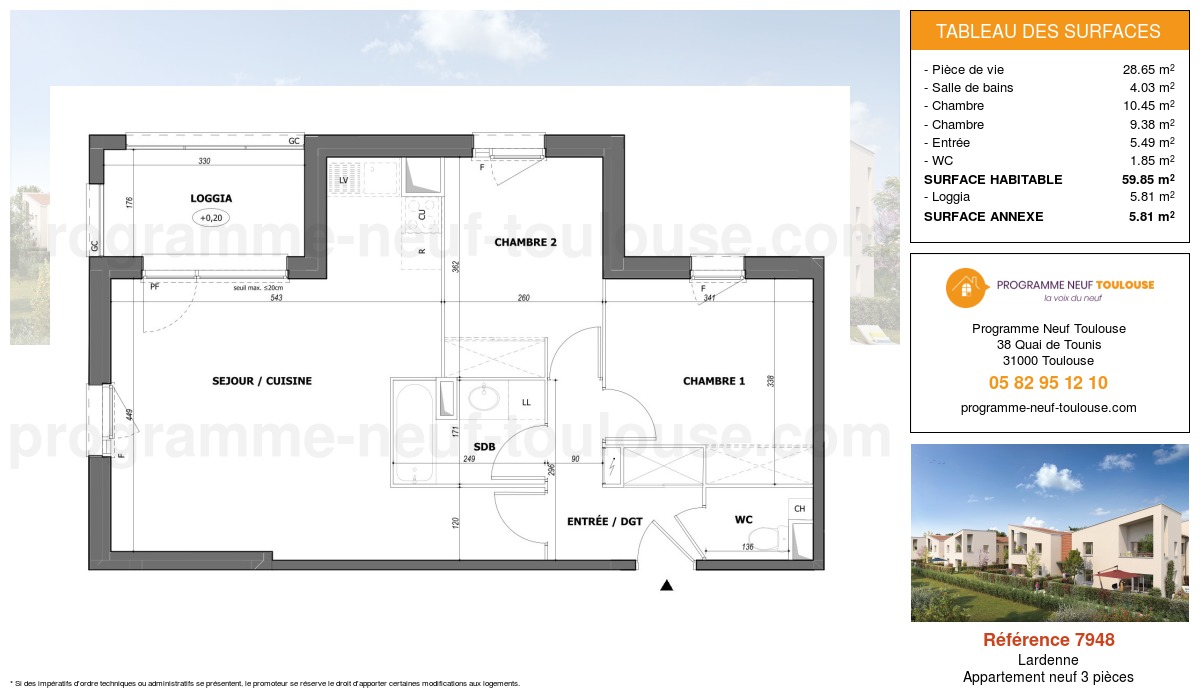 Plan pour un Appartement neuf de  59.85m² à
					Lardenne
