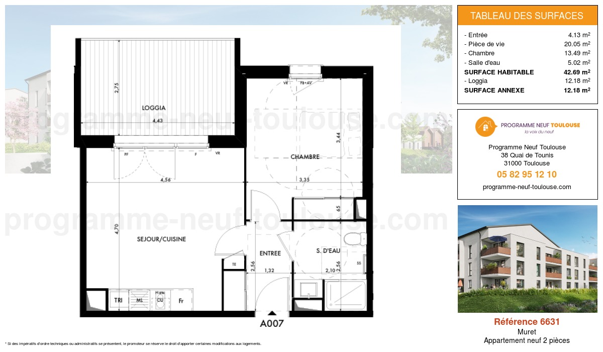 Plan pour un Appartement neuf de  42.67m² à
					Muret