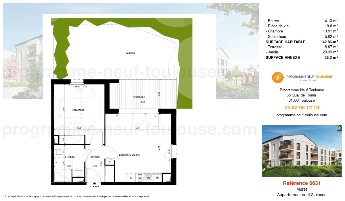 Plan pour un Appartement neuf de  43.09m² à
					Muret