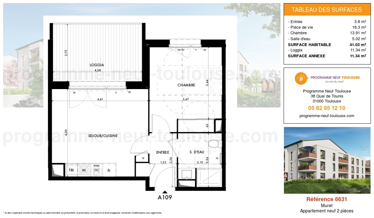 Plan pour un Appartement neuf de  40.78m² à
					Muret