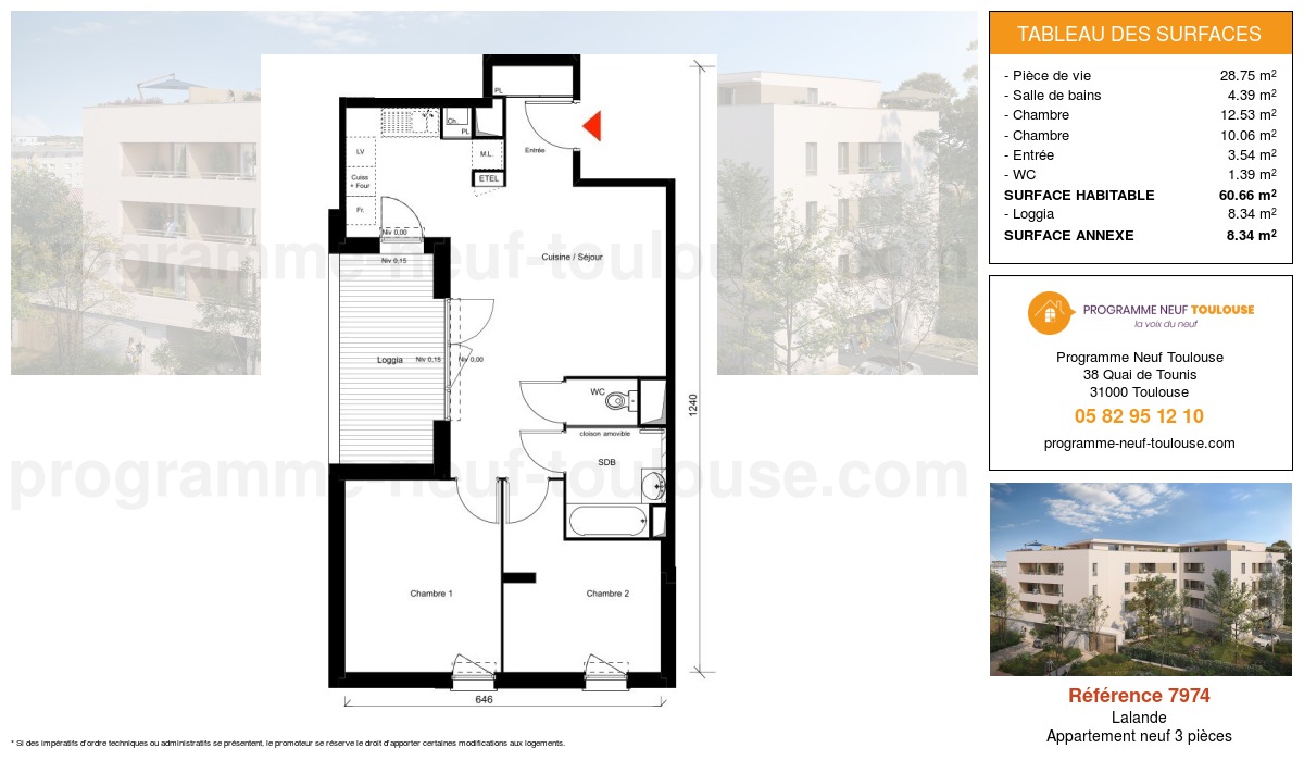 Plan pour un Appartement neuf de  60.66m² à
					Lalande