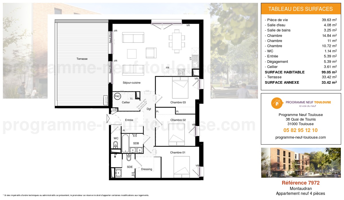 Plan pour un Appartement neuf de  99.05m² à
					Montaudran