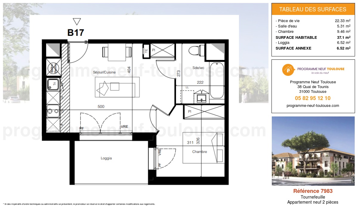 Plan pour un Appartement neuf de  37.1m² à
					Tournefeuille