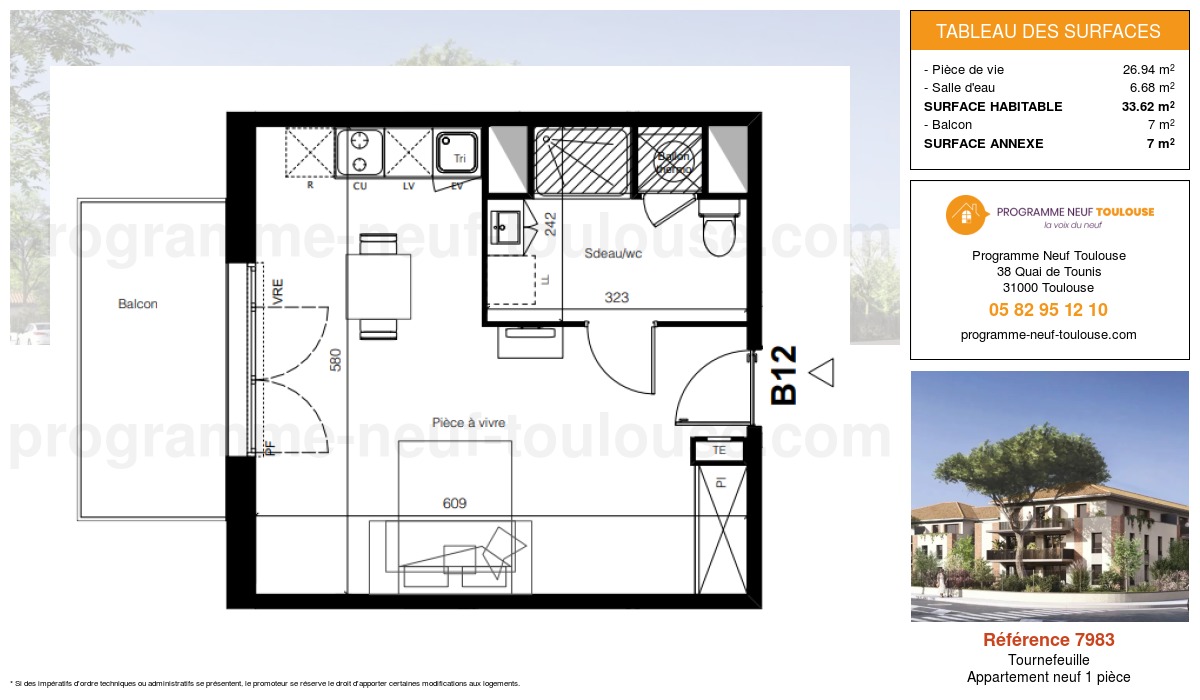 Plan pour un Appartement neuf de  33.62m² à
					Tournefeuille