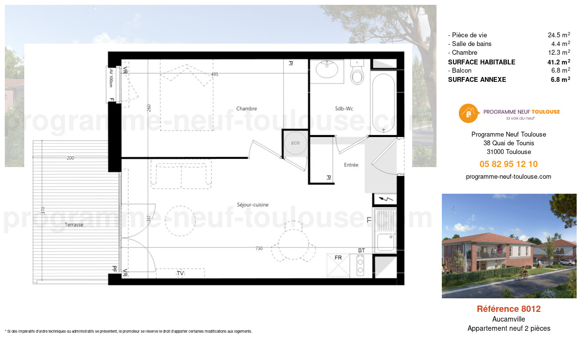 Plan pour un Appartement neuf de  41.2m² à
					Aucamville