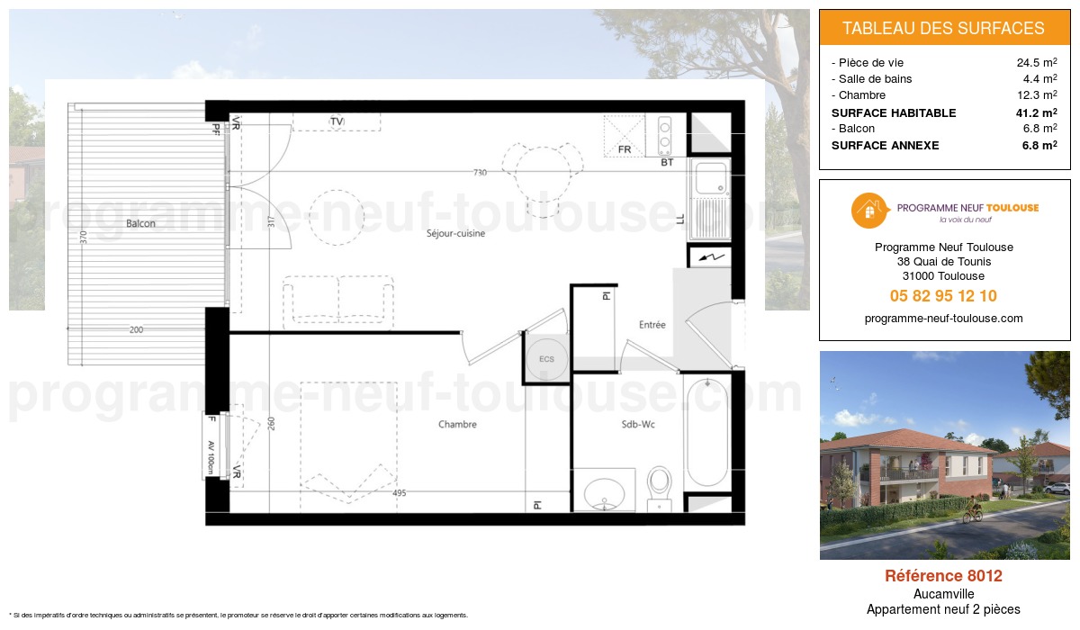 Plan pour un Appartement neuf de  41.2m² à
					Aucamville