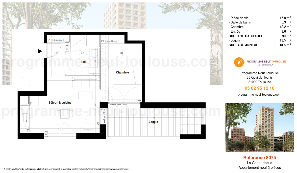 Plan pour un Appartement neuf de  39m² à
					La Cartoucherie