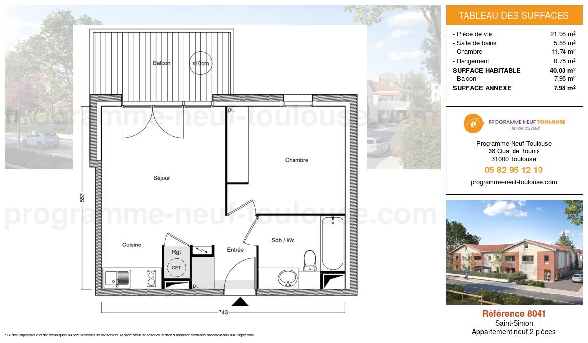 Plan pour un Appartement neuf de  40.03m² à
					Saint-Simon