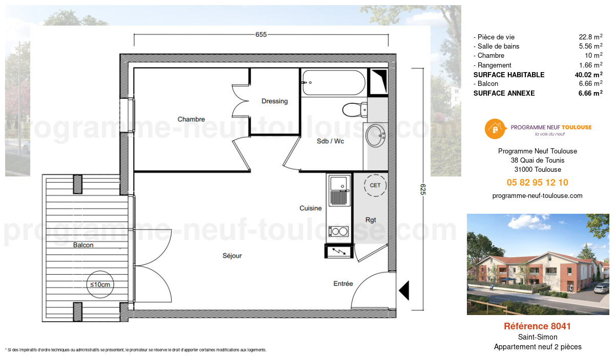 Plan pour un Appartement neuf de  40.02m² à
					Saint-Simon